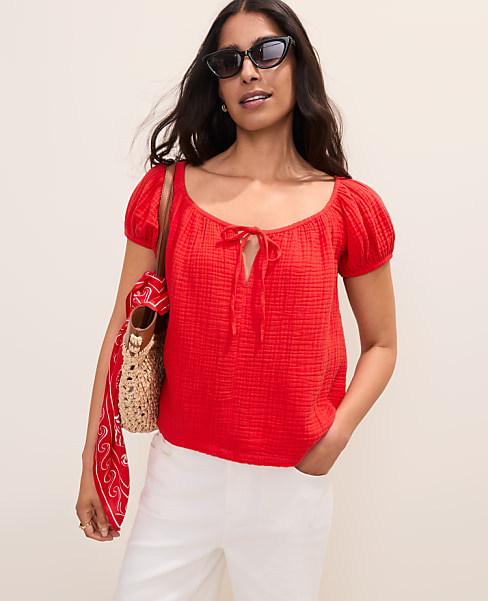 Gathered Tie Neck Top