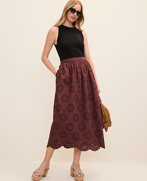 Weekend Eyelet Gathered Maxi Skirt