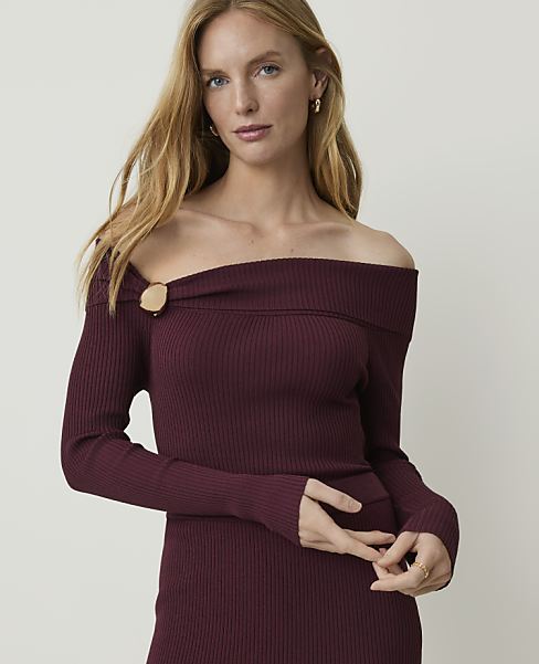Hardware Embellished Off-The-Shoulder Top