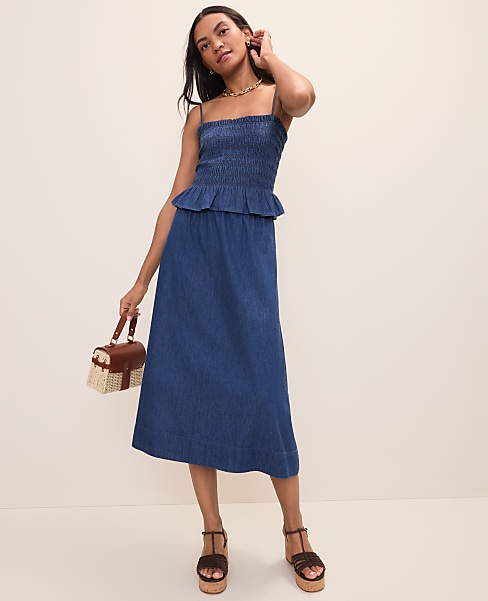 Petite Weekend Easy Fit Denim Midi Skirt
