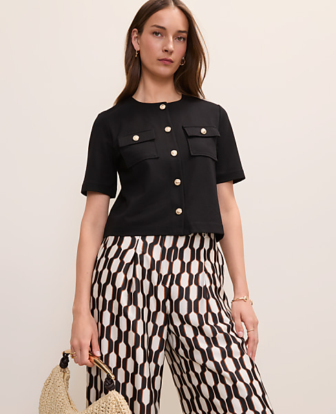 The Petite Crew Neck Jacket in Ponte
