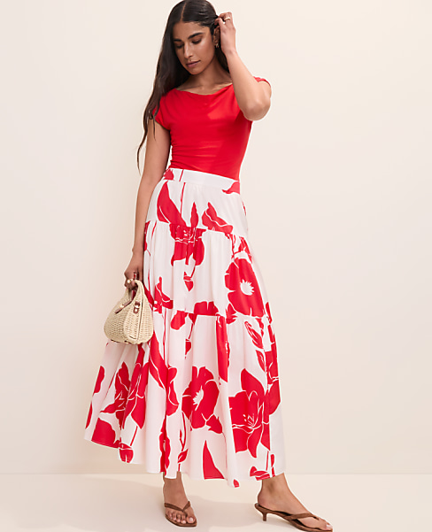 Petite Floral Tiered Full Skirt