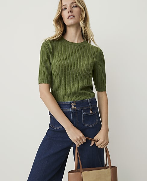 Weekend Pointelle Trim Sweater