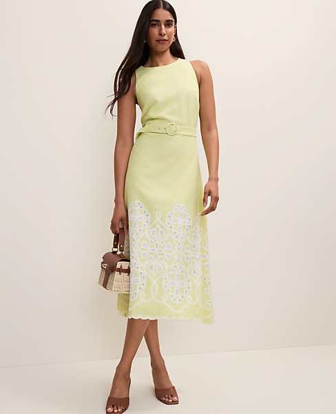 Petite Eyelet Halter Midi Dress