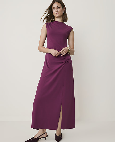 Petite Ruched Column Midi Dress