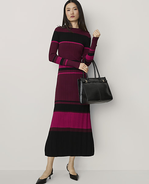 Striped Ribbed Sweater Dress