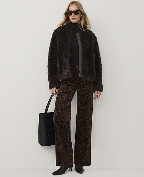 Weekend Animal Print Wide-Leg Jean in Stretch Velvet