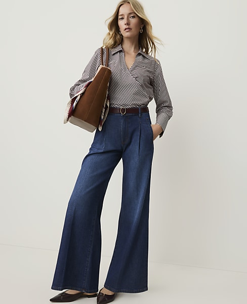 The Pleated Denim Palazzo Trouser