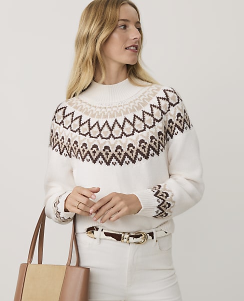 Weekend Fair Isle Mock Neck Sweater