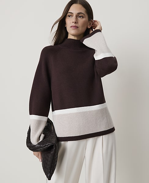 Colorblock Turtleneck Sweater