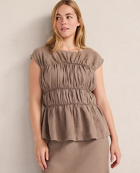Haven Well Within Linen Shirred Sleeveless Top