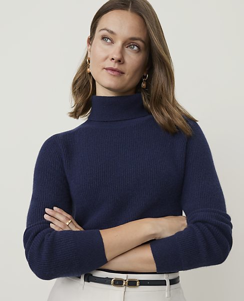 Cashmere Ribbed Turtleneck Sweater