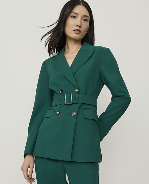 Petite Belted Double Breasted Blazer