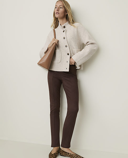 Weekend Seamed Side Zip Legging in Faux Suede
