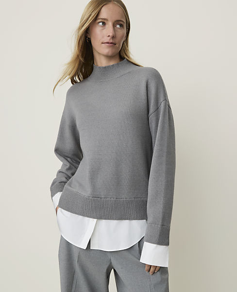 Petite Weekend Layered Mix Media Sweater