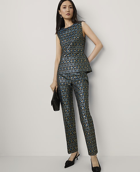The Metallic Jacquard Capri Pant