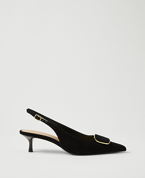 Suede Buckle Slingback Pump