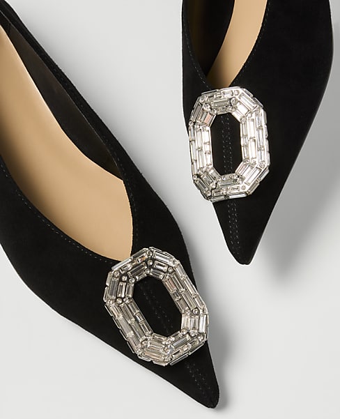 Suede Buckle Ballet Flat