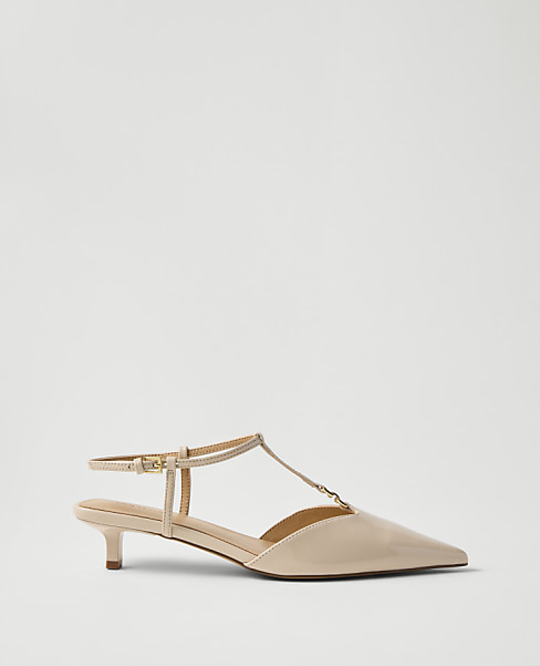 Patent T-Strap Kitten Heel Pump