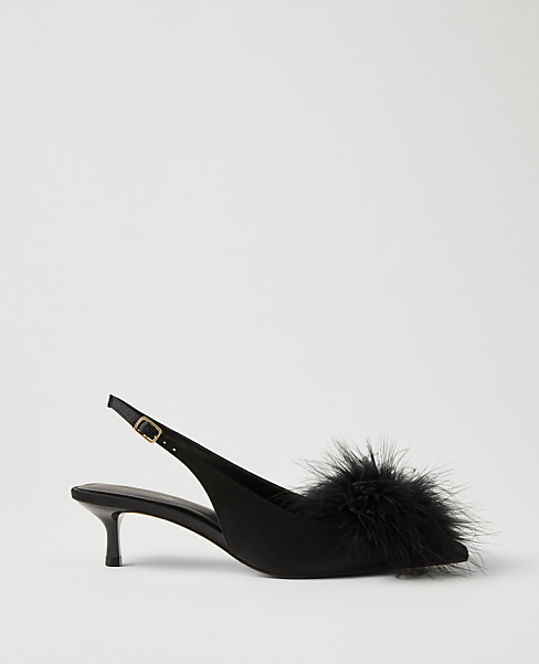 Satin Feather Slingback Pump