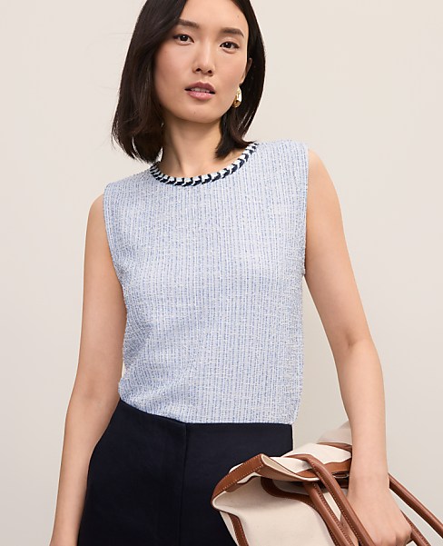 Braid Trim Tweed Top