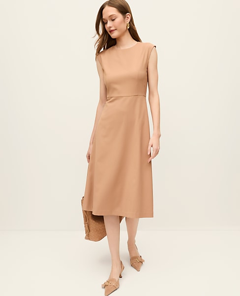 The Crew Neck Flare Midi Dress