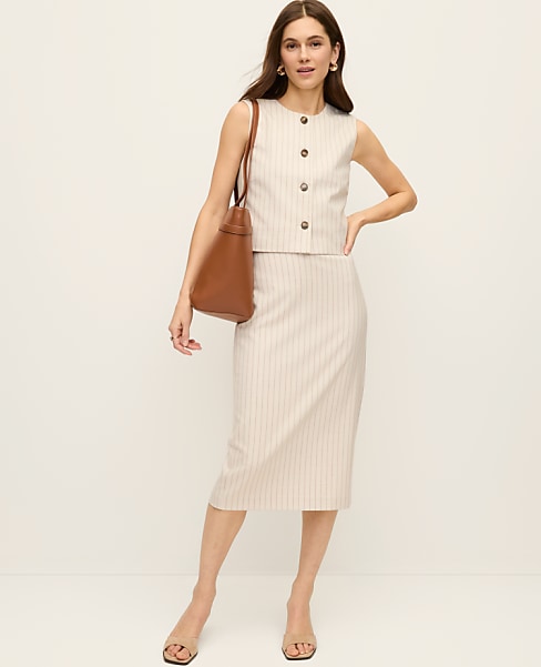 The Clean Pencil Skirt in Pinstripe