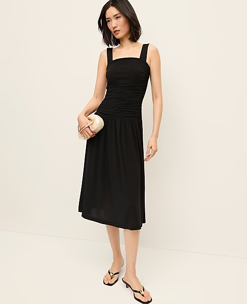 Petite Ruched Midi Dress