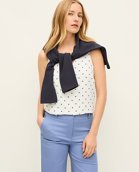 Petite Mixed Media V-Neck Shell