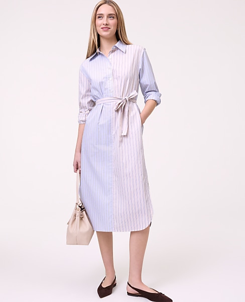 Petite Weekend Striped Midi Shirtdress