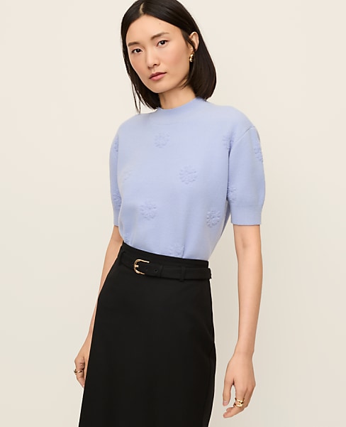 Petite Daisy Appliqué Sweater Tee