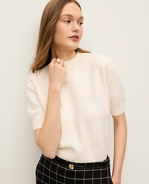 Petite Daisy Appliqué Sweater Tee