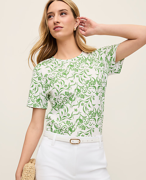 Petite Floral Crew Neck Tee
