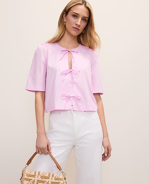 Tie Front Short Sleeve Blouse