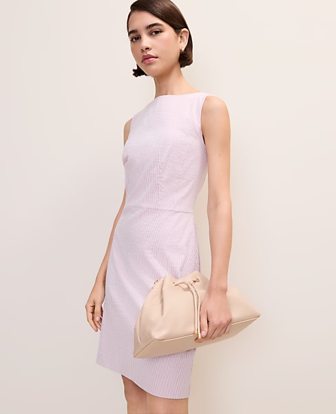 The Boatneck Dress in Seersucker