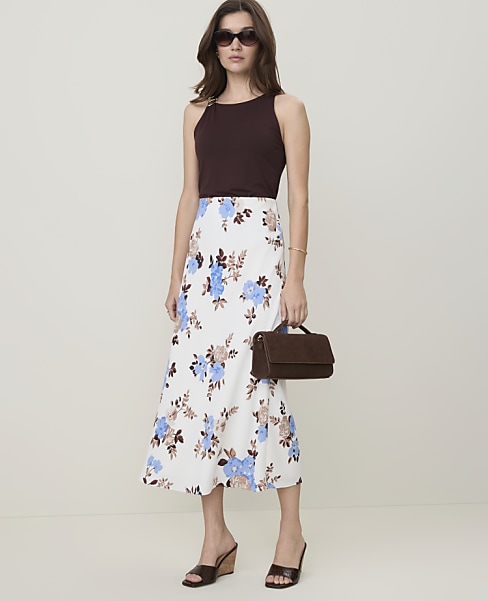 Floral Midi Slip Skirt