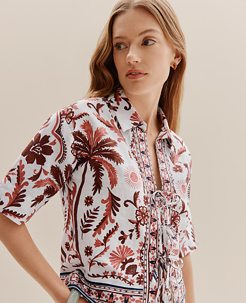 Weekend Linen Blend Triple Tie Top