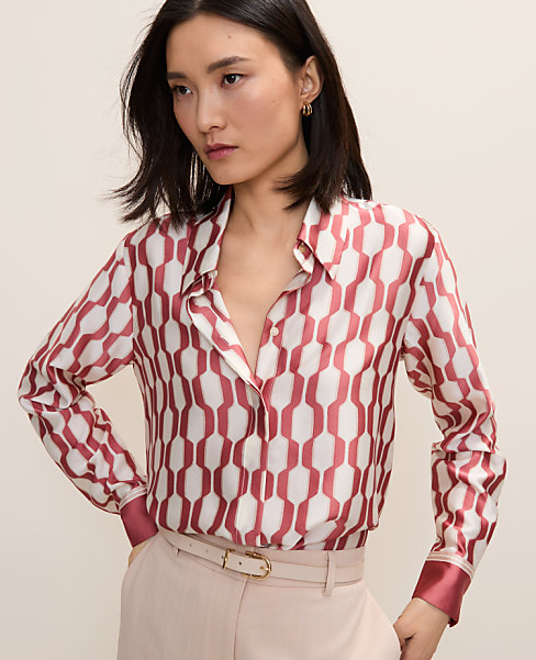 Petite Geo Satin Modern Shirt