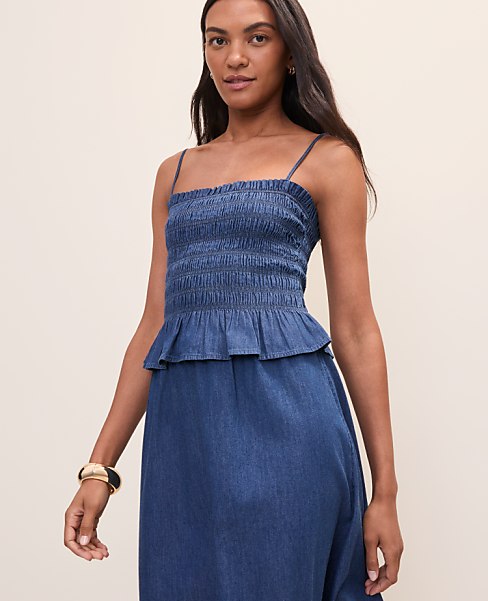 Weekend Smocked Ruffle Trim Tank Top