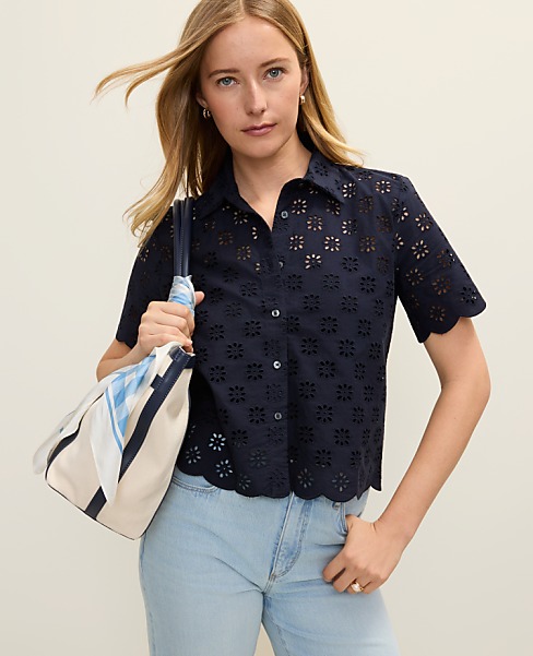 Petite Eyelet Blouse