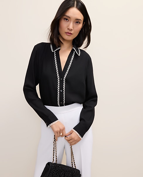 Embroidered Satin Essential Shirt