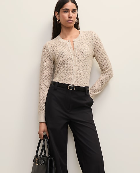 Petite Metallic Pointelle Stitch Ann Cardigan
