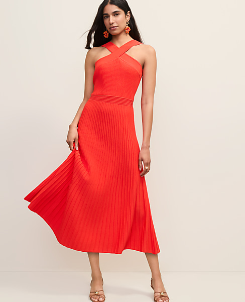 Petite Ribbed Halter Sweater Dress