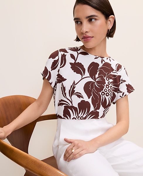 Floral Mixed Media Crew Neck Tee