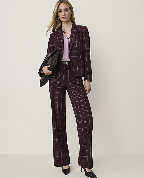 The Windowpane High Rise Straight Pant