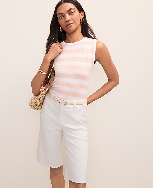Petite Weekend Striped Pointelle Tank