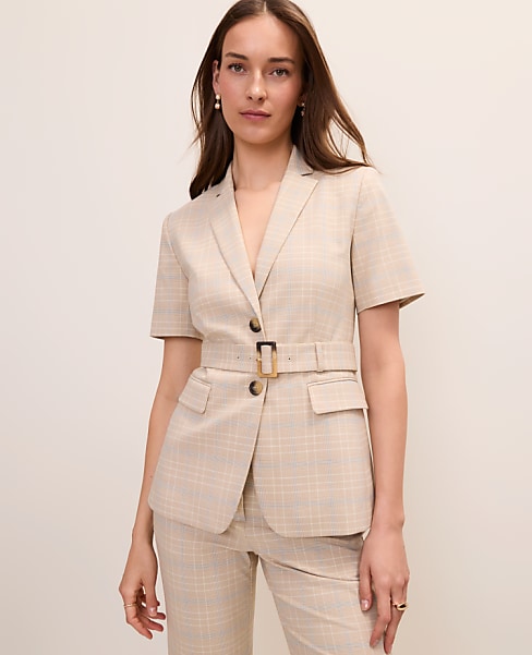 The Belted Greenwich Blazer in Plaid