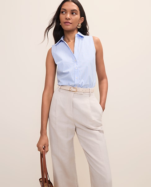 Petite Striped Sleeveless Essential Shirt
