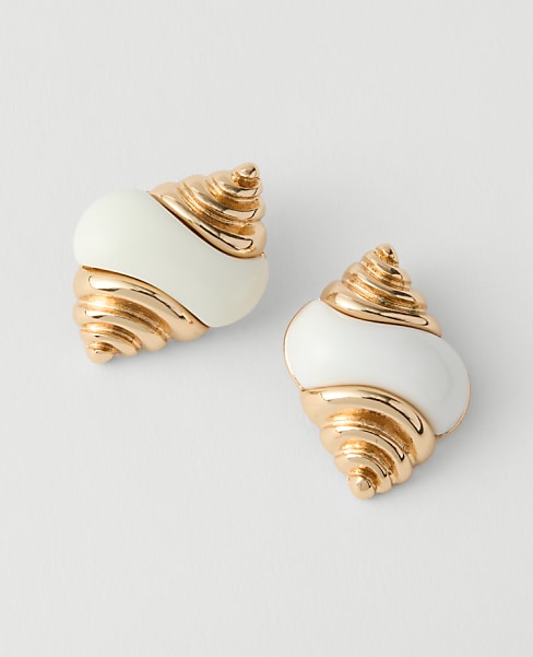 Enamel Conch Stud Earrings