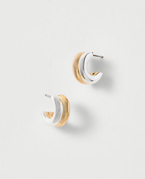 Mixed Metal Mini Hoop Earrings